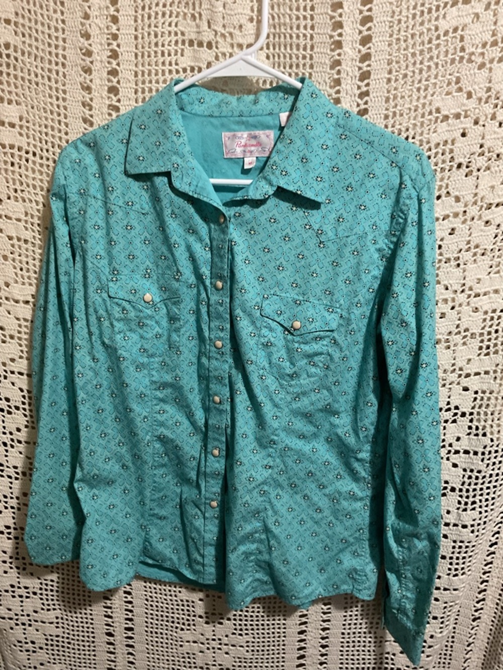 Panhandle turquoise pearl snaps western shirt Medium